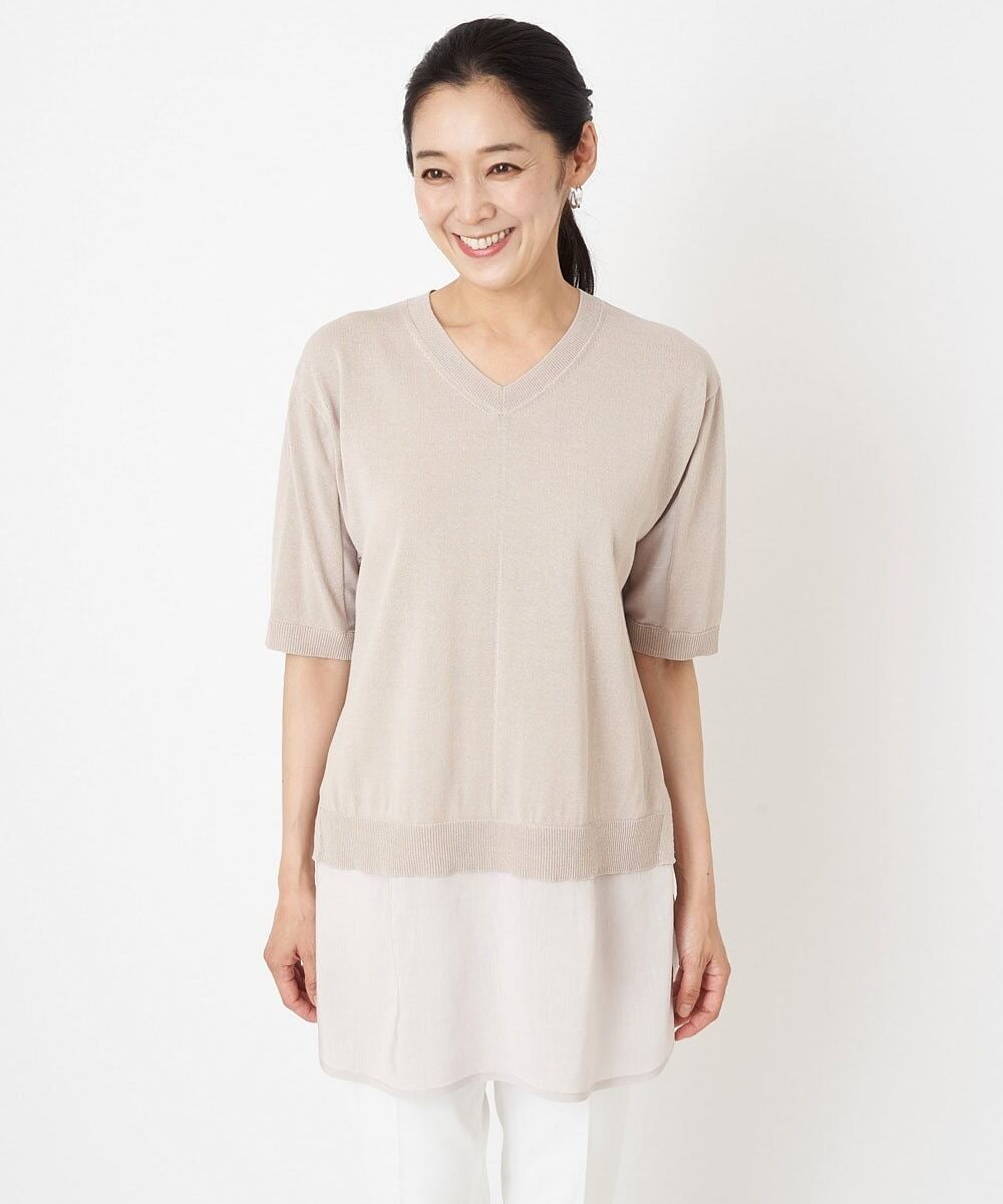 PHFGU44260 GEORGES RECH(小さいサイズ)(メゾン ドゥ サンク) リネンブレンドコンビニット ベージュ