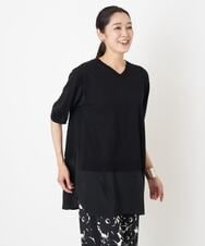 PHFGU44260 GEORGES RECH(小さいサイズ)(メゾン ドゥ サンク) リネンブレンドコンビニット ブラック