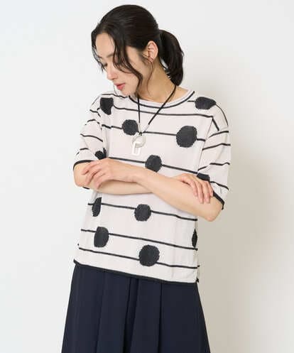 PHFHB07290 GEORGES RECH(小さいサイズ) ペーパーヤーンドット5分袖ニット