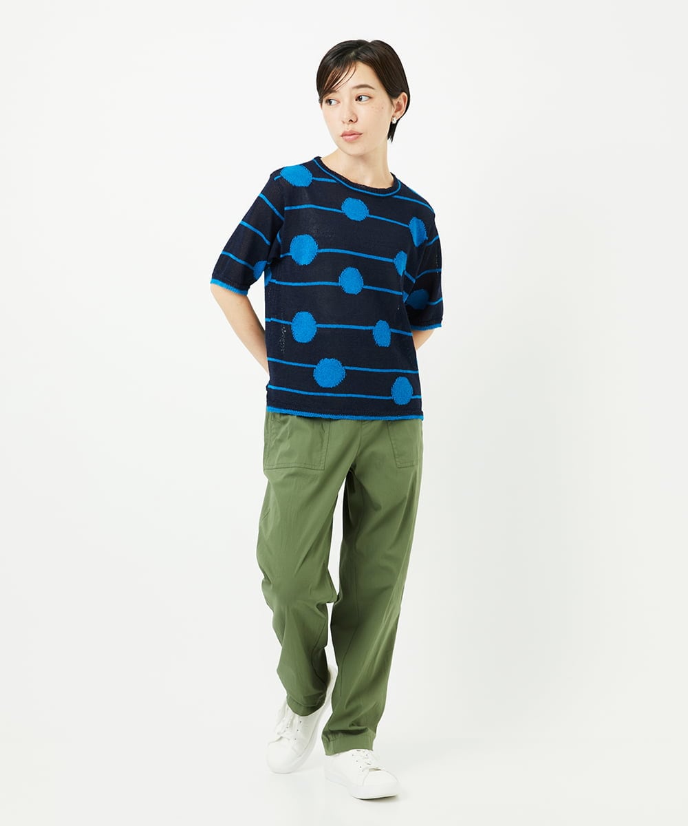 PHFHB07290 GEORGES RECH(小さいサイズ)(メゾン ドゥ サンク) ペーパーヤーンドット5分袖ニット アイボリー