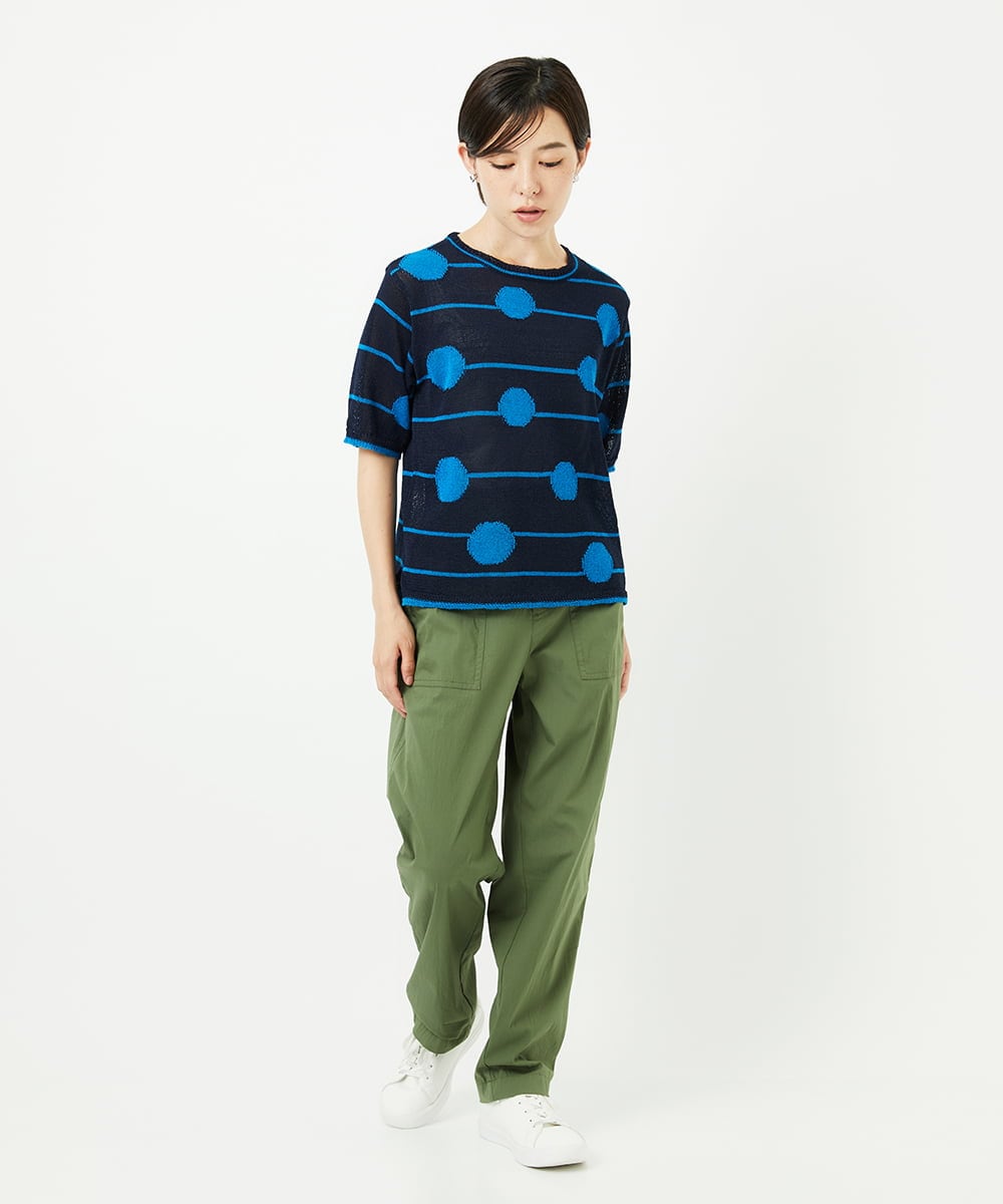 PHFHB07290 GEORGES RECH(小さいサイズ)(メゾン ドゥ サンク) ペーパーヤーンドット5分袖ニット アイボリー