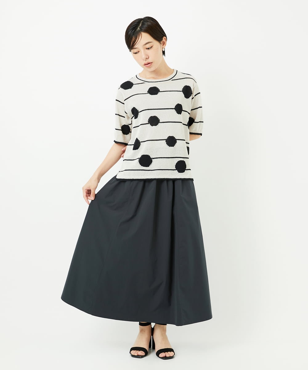 PHFHB07290 GEORGES RECH(小さいサイズ)(メゾン ドゥ サンク) ペーパーヤーンドット5分袖ニット アイボリー