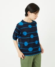 PHFHB07290 GEORGES RECH(小さいサイズ)(メゾン ドゥ サンク) ペーパーヤーンドット5分袖ニット アイボリー