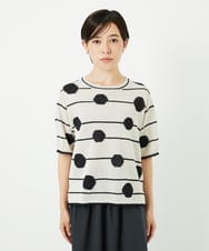 PHFHB07290 GEORGES RECH(小さいサイズ)(メゾン ドゥ サンク) ペーパーヤーンドット5分袖ニット アイボリー