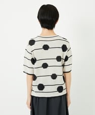 PHFHB07290 GEORGES RECH(小さいサイズ)(メゾン ドゥ サンク) ペーパーヤーンドット5分袖ニット アイボリー