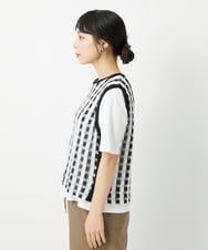 PHFHE65230 GEORGES RECH(小さいサイズ)(メゾン ドゥ サンク)  [2点セット]レイヤードチェックニットベスト ホワイト