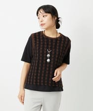 PHFHE65230 GEORGES RECH(小さいサイズ)(メゾン ドゥ サンク)  [2点セット]レイヤードチェックニットベスト ブラック