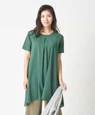 PHFHN38260 GEORGES RECH(小さいサイズ)(メゾン ドゥ サンク) 【ツインセット】ボレロ×チュニックブラウス グリーン×ライトグレー