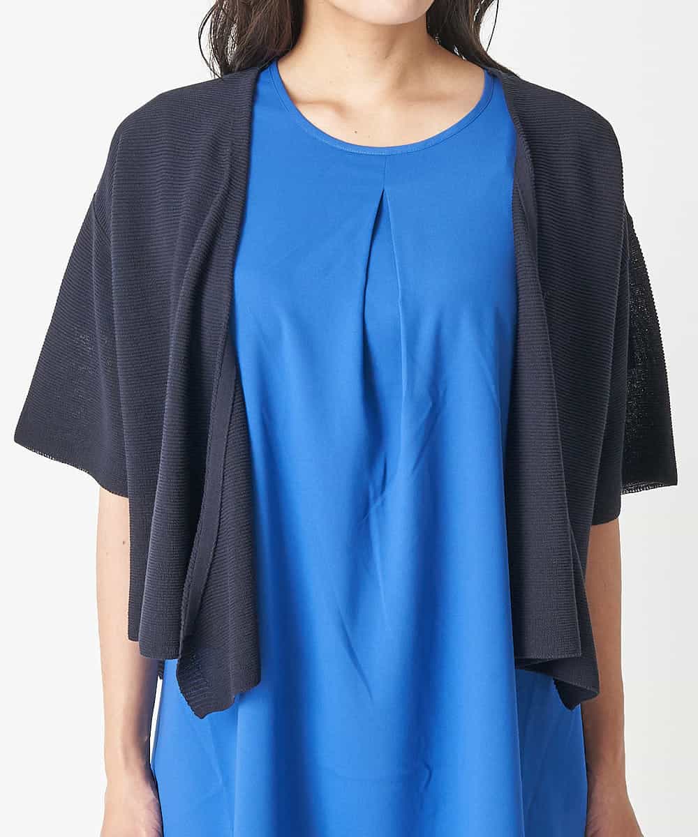PHFHN38260 GEORGES RECH(小さいサイズ)(メゾン ドゥ サンク) 【ツインセット】ボレロ×チュニックブラウス グリーン×ライトグレー