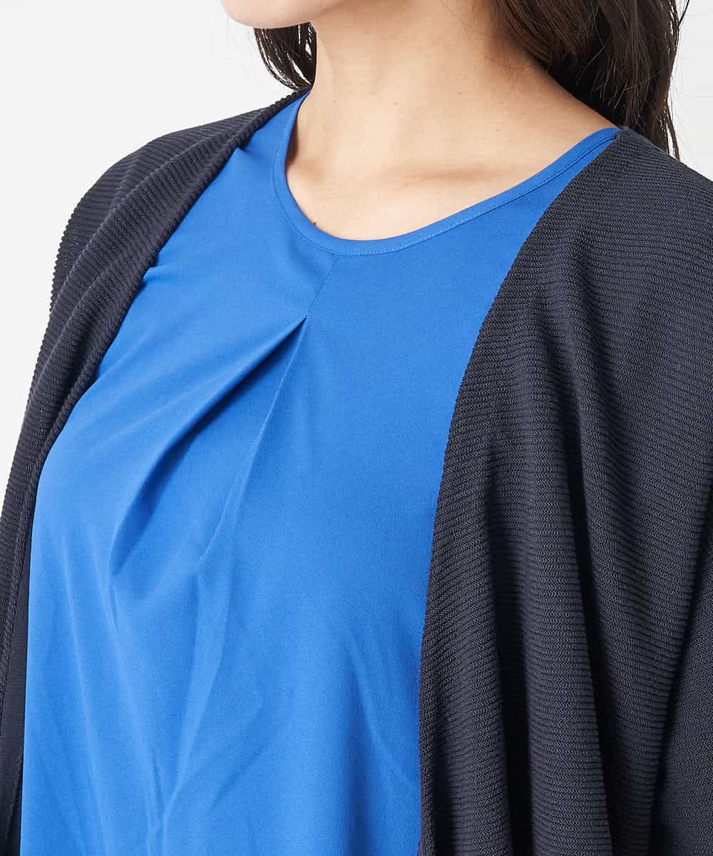 PHFHN38260 GEORGES RECH(小さいサイズ)(メゾン ドゥ サンク) 【ツインセット】ボレロ×チュニックブラウス グリーン×ライトグレー
