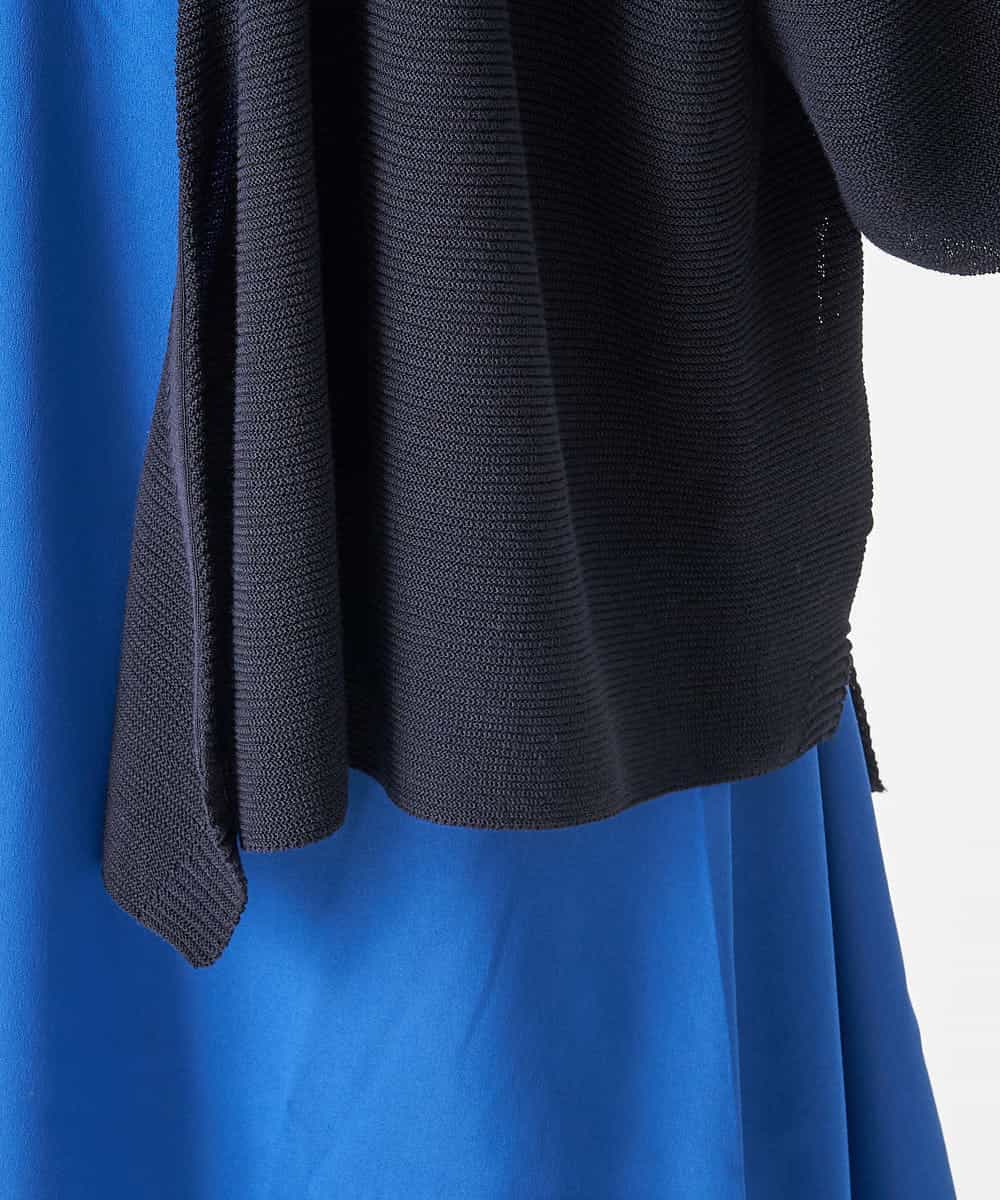 PHFHN38260 GEORGES RECH(小さいサイズ)(メゾン ドゥ サンク) 【ツインセット】ボレロ×チュニックブラウス グリーン×ライトグレー