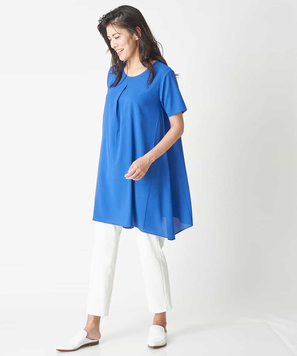 PHFHN38260 GEORGES RECH(小さいサイズ)(メゾン ドゥ サンク) 【ツインセット】ボレロ×チュニックブラウス グリーン×ライトグレー