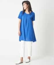 PHFHN38260 GEORGES RECH(小さいサイズ)(メゾン ドゥ サンク) 【ツインセット】ボレロ×チュニックブラウス グリーン×ライトグレー