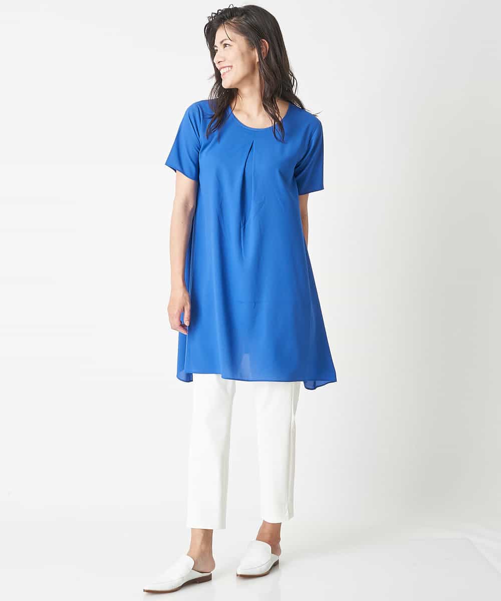 PHFHN38260 GEORGES RECH(小さいサイズ)(メゾン ドゥ サンク) 【ツインセット】ボレロ×チュニックブラウス グリーン×ライトグレー