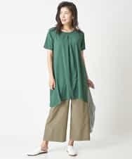 PHFHN38260 GEORGES RECH(小さいサイズ)(メゾン ドゥ サンク) 【ツインセット】ボレロ×チュニックブラウス グリーン×ライトグレー