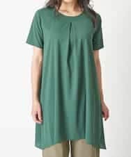 PHFHN38260 GEORGES RECH(小さいサイズ)(メゾン ドゥ サンク) 【ツインセット】ボレロ×チュニックブラウス グリーン×ライトグレー
