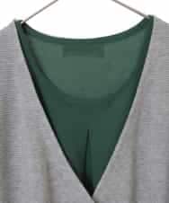 PHFHN38260 GEORGES RECH(小さいサイズ)(メゾン ドゥ サンク) 【ツインセット】ボレロ×チュニックブラウス グリーン×ライトグレー