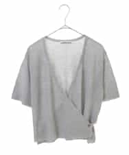 PHFHN38260 GEORGES RECH(小さいサイズ)(メゾン ドゥ サンク) 【ツインセット】ボレロ×チュニックブラウス グリーン×ライトグレー