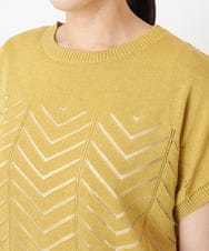 PHFHT15190 GEORGES RECH(小さいサイズ)(メゾン ドゥ サンク) アイレットシアーフレンチスリーブニット マスタードイエロー