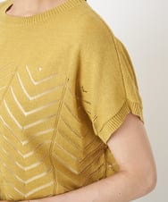 PHFHT15190 GEORGES RECH(小さいサイズ)(メゾン ドゥ サンク) アイレットシアーフレンチスリーブニット マスタードイエロー