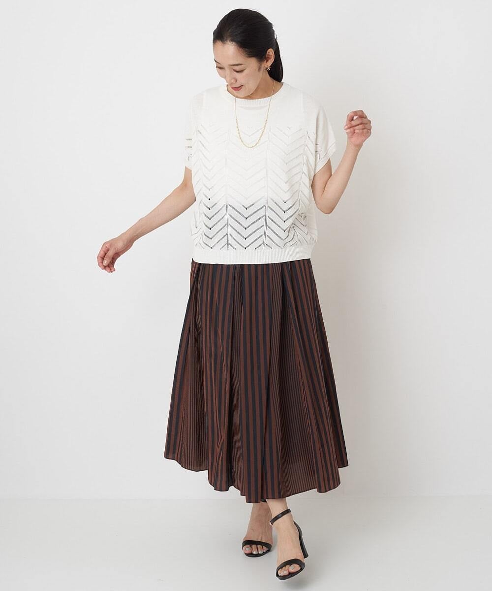 PHFHT15190 GEORGES RECH(小さいサイズ)(メゾン ドゥ サンク) アイレットシアーフレンチスリーブニット マスタードイエロー