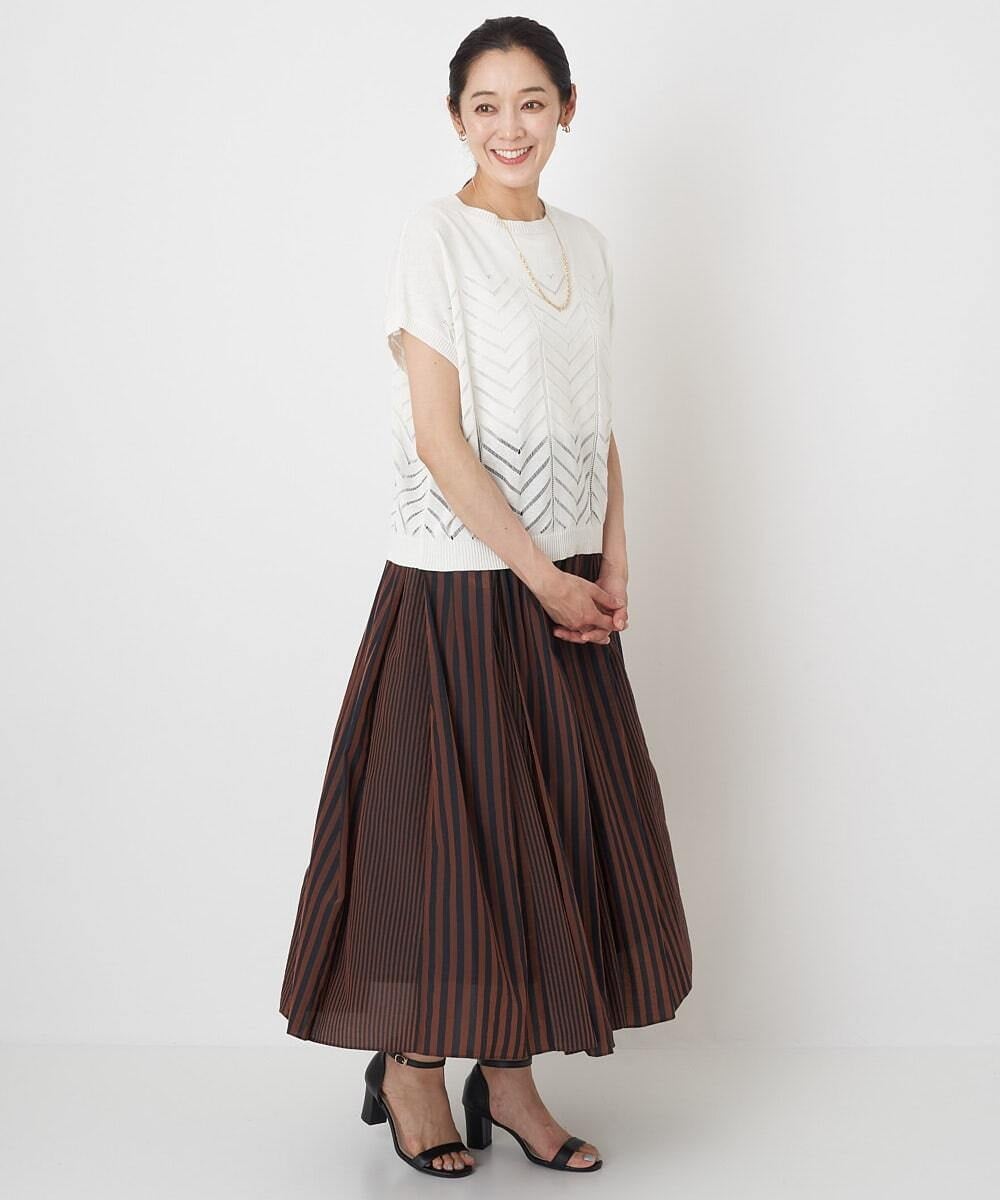 PHFHT15190 GEORGES RECH(小さいサイズ)(メゾン ドゥ サンク) アイレットシアーフレンチスリーブニット マスタードイエロー