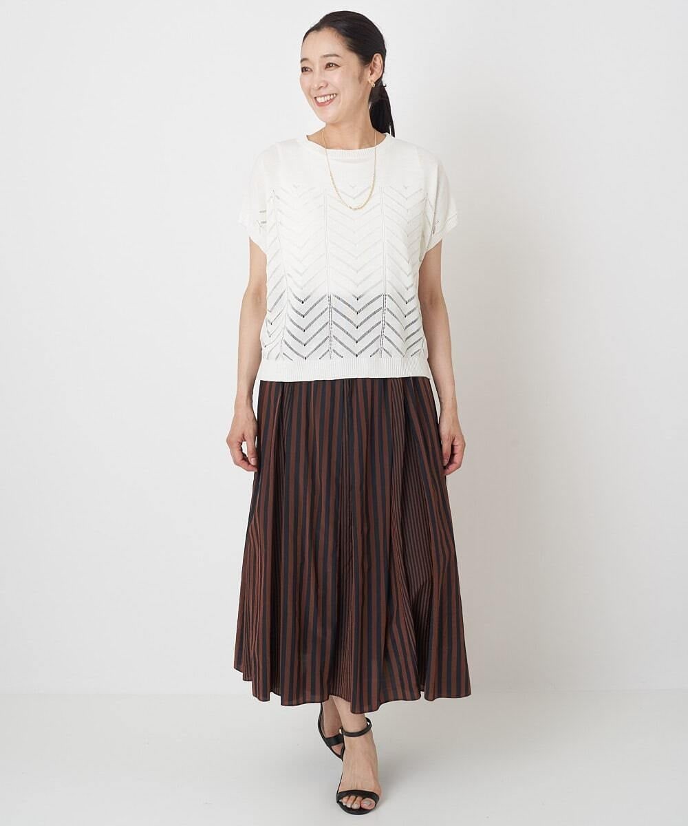 PHFHT15190 GEORGES RECH(小さいサイズ)(メゾン ドゥ サンク) アイレットシアーフレンチスリーブニット マスタードイエロー