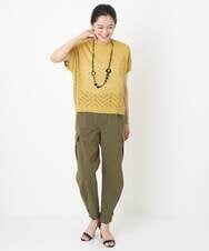 PHFHT15190 GEORGES RECH(小さいサイズ)(メゾン ドゥ サンク) アイレットシアーフレンチスリーブニット マスタードイエロー