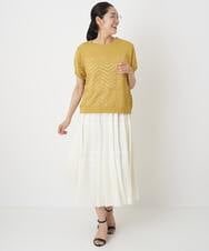 PHFHT15190 GEORGES RECH(小さいサイズ)(メゾン ドゥ サンク) アイレットシアーフレンチスリーブニット マスタードイエロー