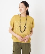 PHFHT15190 GEORGES RECH(小さいサイズ)(メゾン ドゥ サンク) アイレットシアーフレンチスリーブニット マスタードイエロー