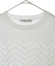 PHFHT15190 GEORGES RECH(小さいサイズ)(メゾン ドゥ サンク) アイレットシアーフレンチスリーブニット マスタードイエロー