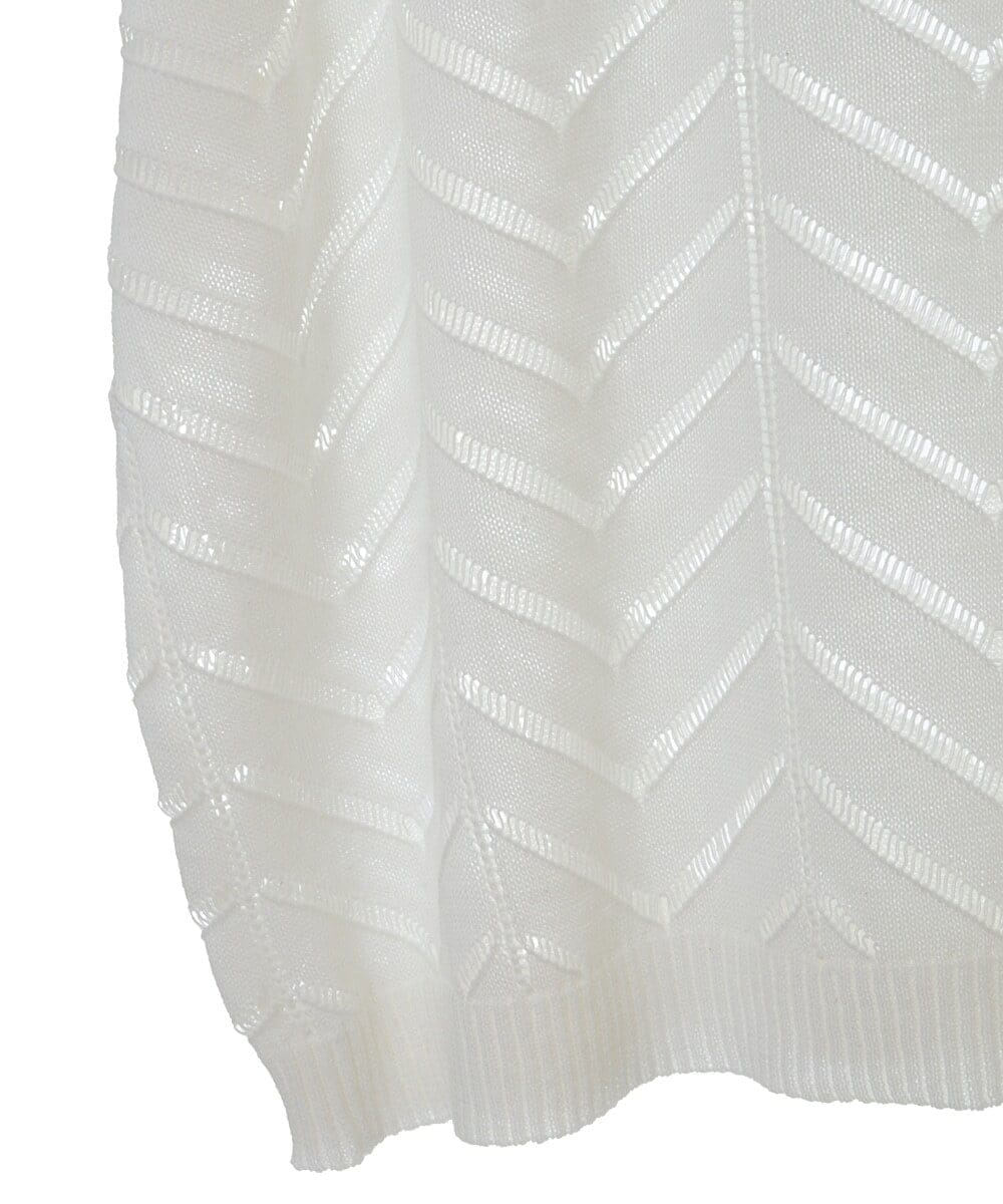 PHFHT15190 GEORGES RECH(小さいサイズ)(メゾン ドゥ サンク) アイレットシアーフレンチスリーブニット マスタードイエロー