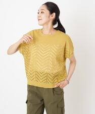 PHFHT15190 GEORGES RECH(小さいサイズ)(メゾン ドゥ サンク) アイレットシアーフレンチスリーブニット マスタードイエロー