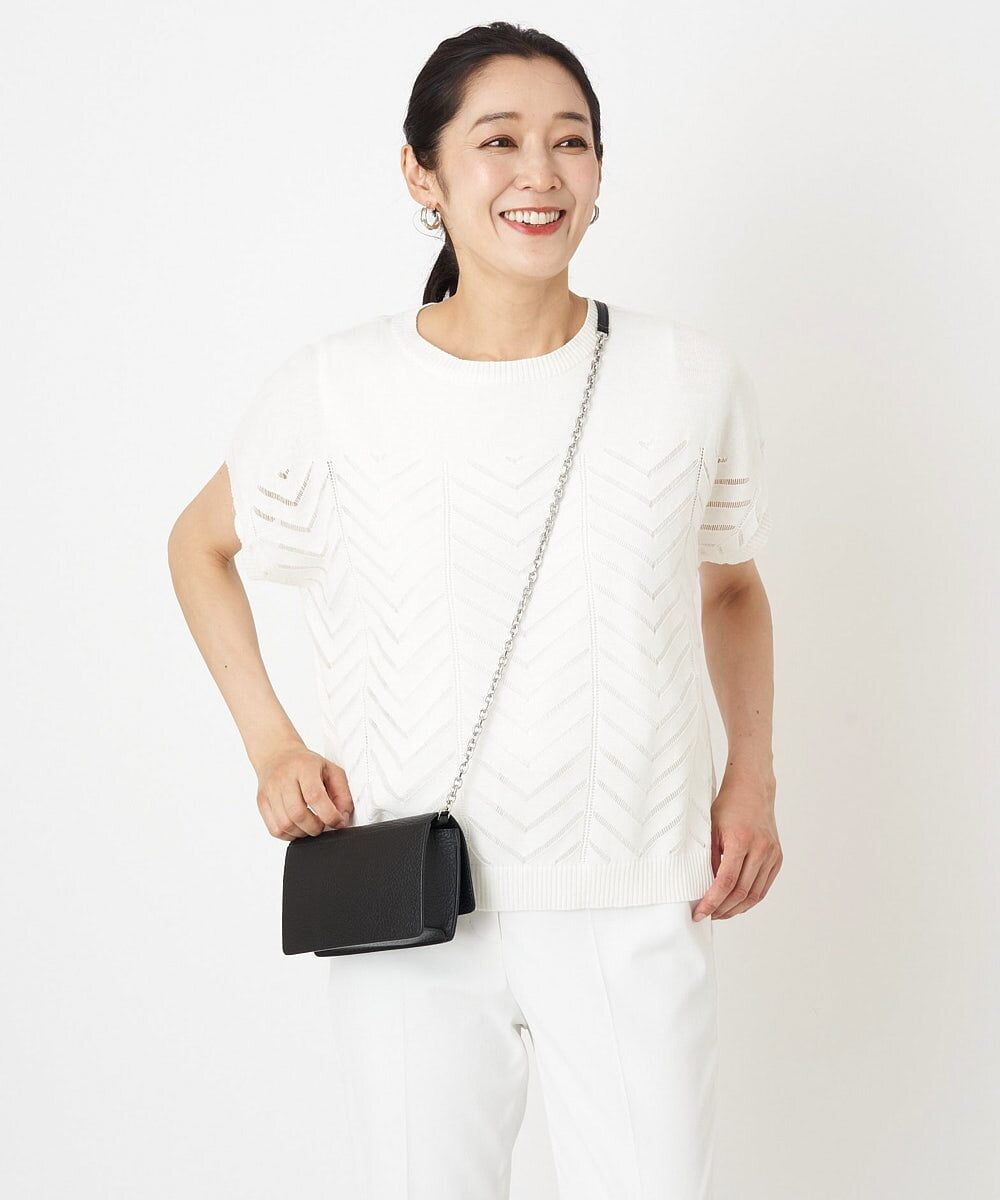 PHFHT15190 GEORGES RECH(小さいサイズ)(メゾン ドゥ サンク) アイレットシアーフレンチスリーブニット マスタードイエロー