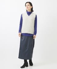 PHHAA40330 GEORGES RECH(小さいサイズ)(メゾン ドゥ サンク)  [セットアップ対応]ライトレザーナローラップスカート ネイビー