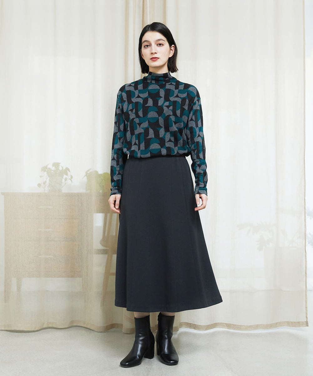 PHHAD30330 GEORGES RECH(小さいサイズ)(メゾン ドゥ サンク)  [セットアップ対応]ジャージーセミフレアスカート ダークグレー