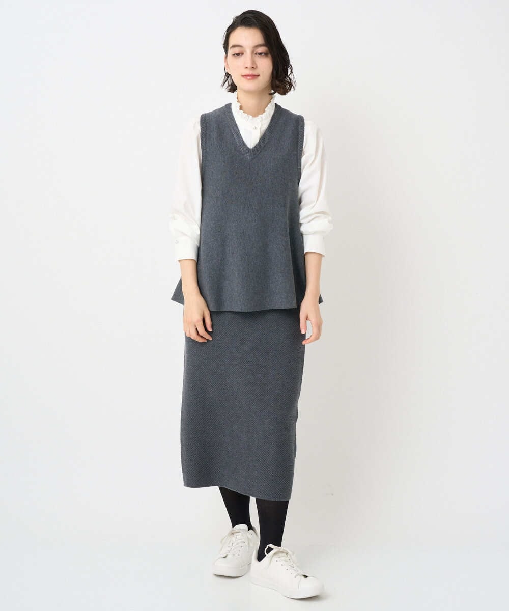 PHHAD33230 GEORGES RECH(小さいサイズ)(メゾン ドゥ サンク)  [セットアップ対応]ニットタイトスカート ライトグレー