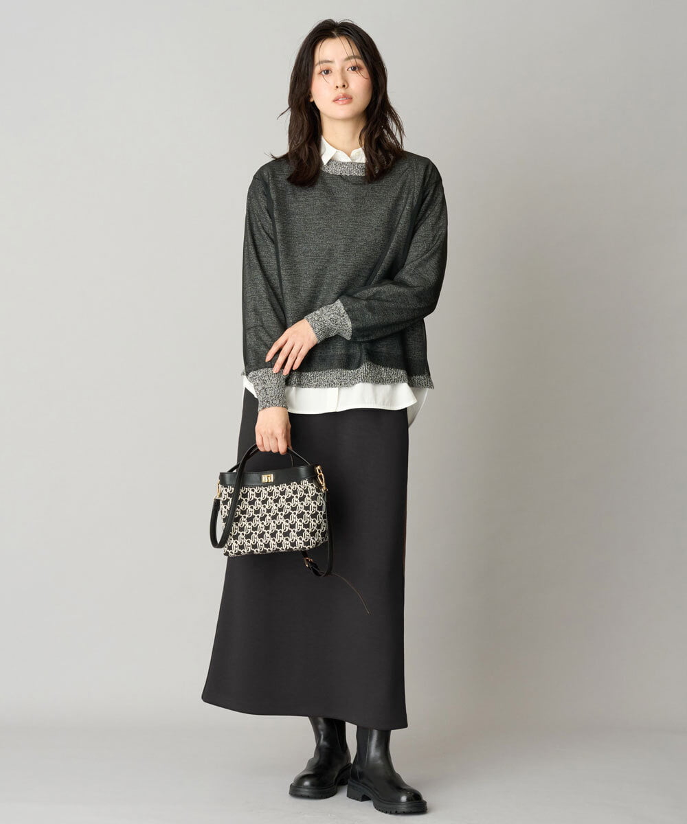 PHHAG11240 GEORGES RECH(小さいサイズ)(メゾン ドゥ サンク)  [セットアップ対応]ストレッチダンボールナロースカート ブラウン