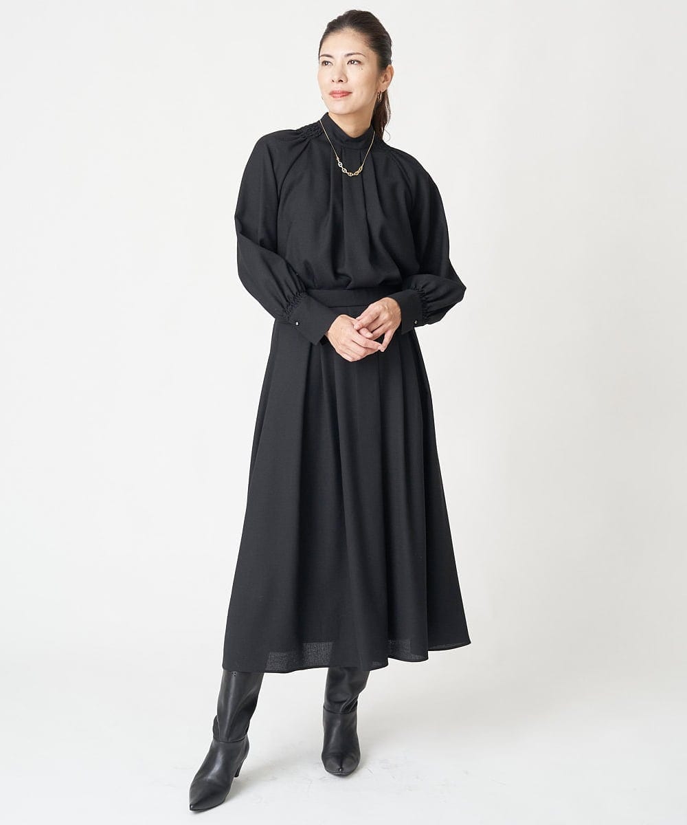 PHHAX37270 GEORGES RECH(小さいサイズ)(メゾン ドゥ サンク)  [日本製/セットアップ対応]ジョーゼットタックフレアスカート ライトグレー