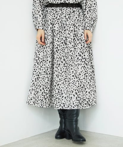 PHHCD49330 GEORGES RECH(小さいサイズ)  [日本製/セットアップ対応]レオパードギャザーフレアスカート