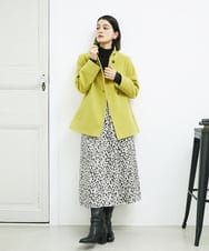 PHHCD49330 GEORGES RECH(小さいサイズ)(メゾン ドゥ サンク)  [日本製/セットアップ対応]レオパードギャザーフレアスカート ライトグレー