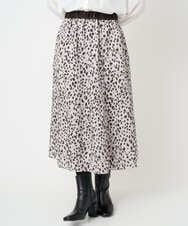 PHHCD49330 GEORGES RECH(小さいサイズ)(メゾン ドゥ サンク)  [日本製/セットアップ対応]レオパードギャザーフレアスカート ライトグレー