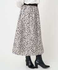 PHHCD49330 GEORGES RECH(小さいサイズ)(メゾン ドゥ サンク)  [日本製/セットアップ対応]レオパードギャザーフレアスカート ライトグレー