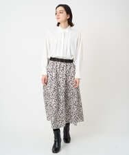 PHHCD49330 GEORGES RECH(小さいサイズ)(メゾン ドゥ サンク)  [日本製/セットアップ対応]レオパードギャザーフレアスカート ライトグレー