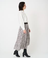 PHHCD49330 GEORGES RECH(小さいサイズ)(メゾン ドゥ サンク)  [日本製/セットアップ対応]レオパードギャザーフレアスカート ライトグレー