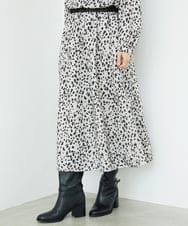 PHHCD49330 GEORGES RECH(小さいサイズ)(メゾン ドゥ サンク)  [日本製/セットアップ対応]レオパードギャザーフレアスカート ライトグレー