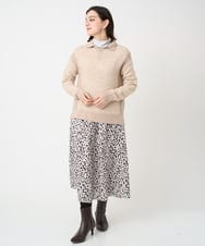 PHHCD49330 GEORGES RECH(小さいサイズ)(メゾン ドゥ サンク)  [日本製/セットアップ対応]レオパードギャザーフレアスカート ライトグレー