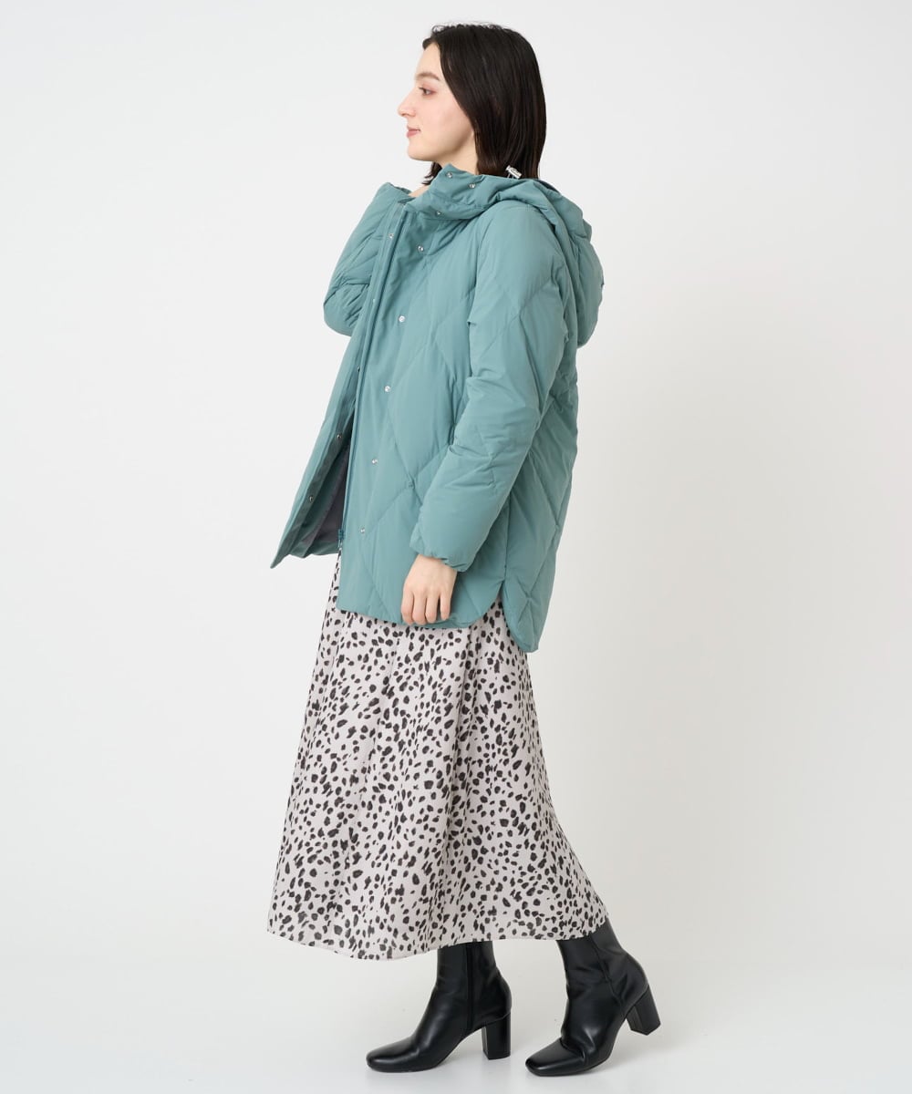 PHHCD49330 GEORGES RECH(小さいサイズ)(メゾン ドゥ サンク)  [日本製/セットアップ対応]レオパードギャザーフレアスカート ライトグレー