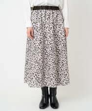 PHHCD49330 GEORGES RECH(小さいサイズ)(メゾン ドゥ サンク)  [日本製/セットアップ対応]レオパードギャザーフレアスカート ライトグレー