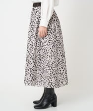 PHHCD49330 GEORGES RECH(小さいサイズ)(メゾン ドゥ サンク)  [日本製/セットアップ対応]レオパードギャザーフレアスカート ライトグレー